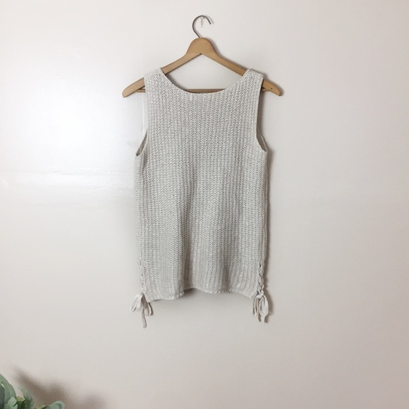 [Marled] Beige Knit Sleeveless Boho Tank Top - Picture 7 of 9